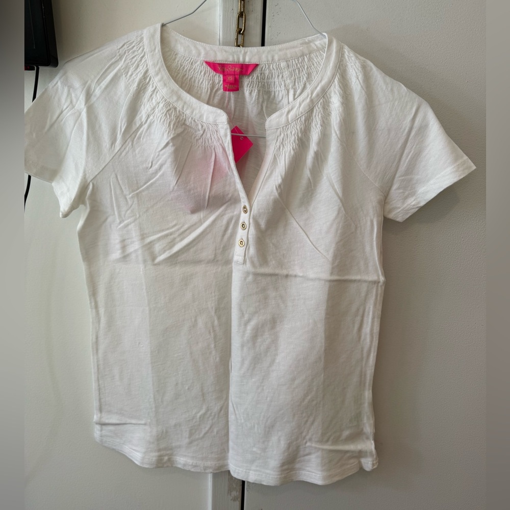 Lilly Pulitzer White Short Sleeve Essie Top